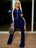 LW Velvet Crop Top Drawstring Flared Pants Set