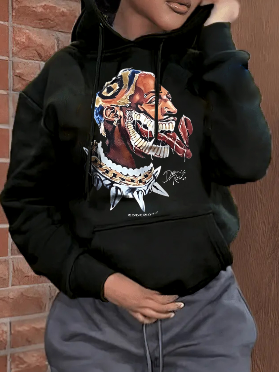 LW Figure Print Kangaroo Pocket Hoodie