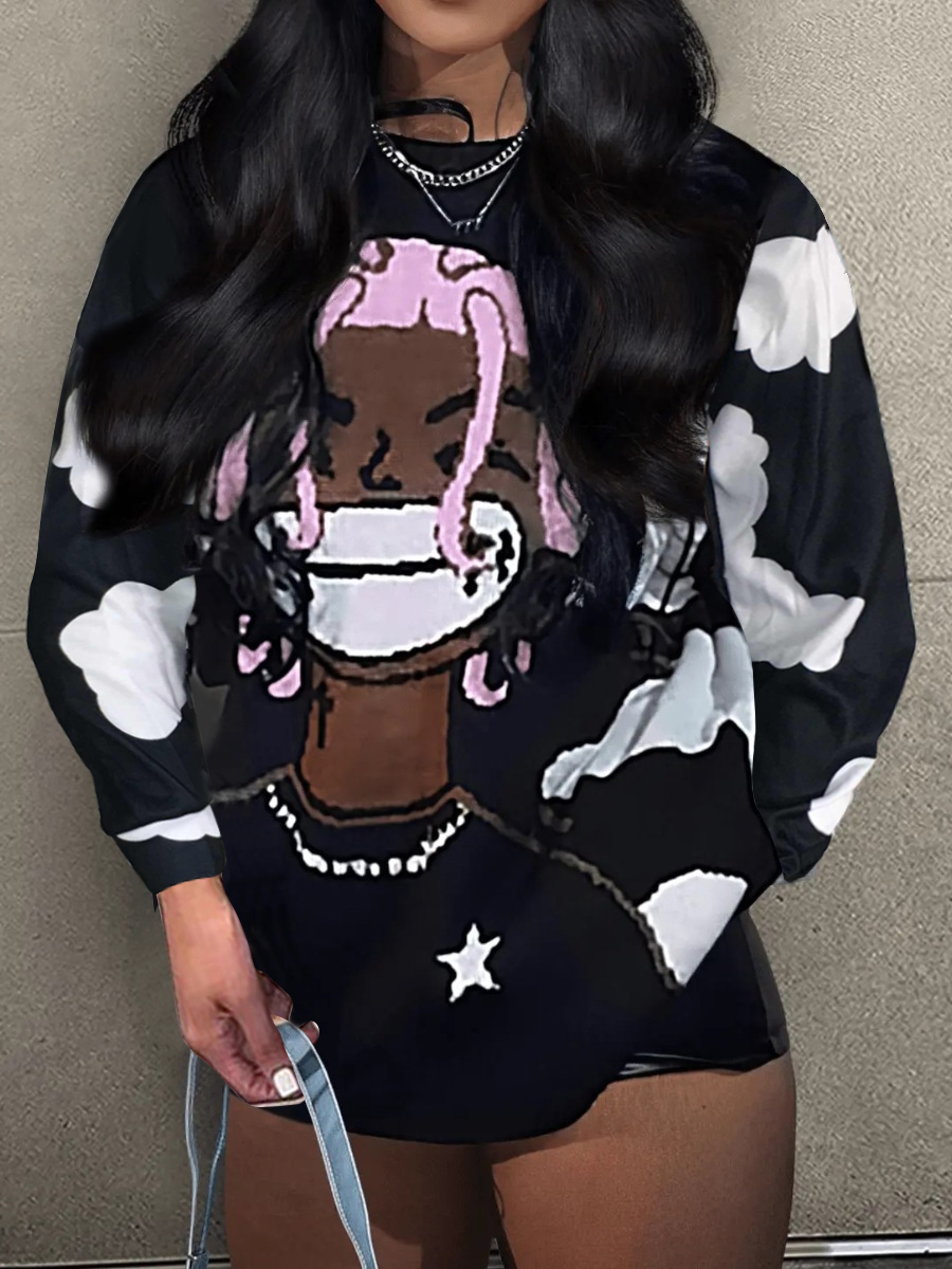 LW Figure Print Striped Sweatshirt