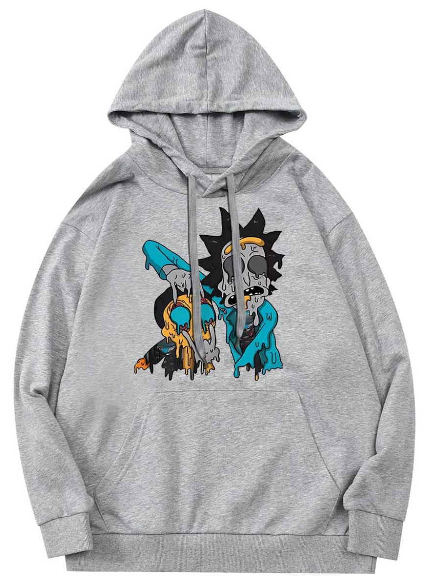 LW Plus Size Cartoon Print Kangaroo Pocket Hoodie 3X