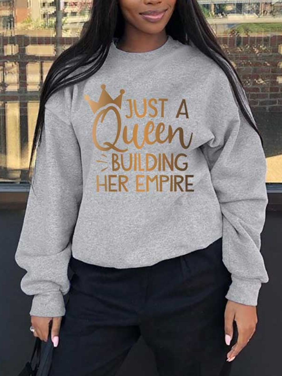 LW Plus Size Crown Queen Letter Print Sweatshirt