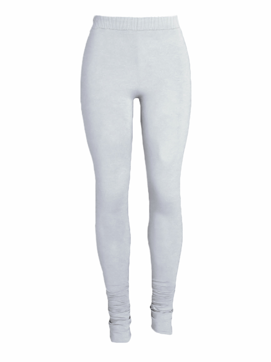 LW BASICS Casual High-waisted Fold Design Grey Pants