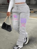 LW Plus Size High Waist Letter Print Drawstring Sweatpants