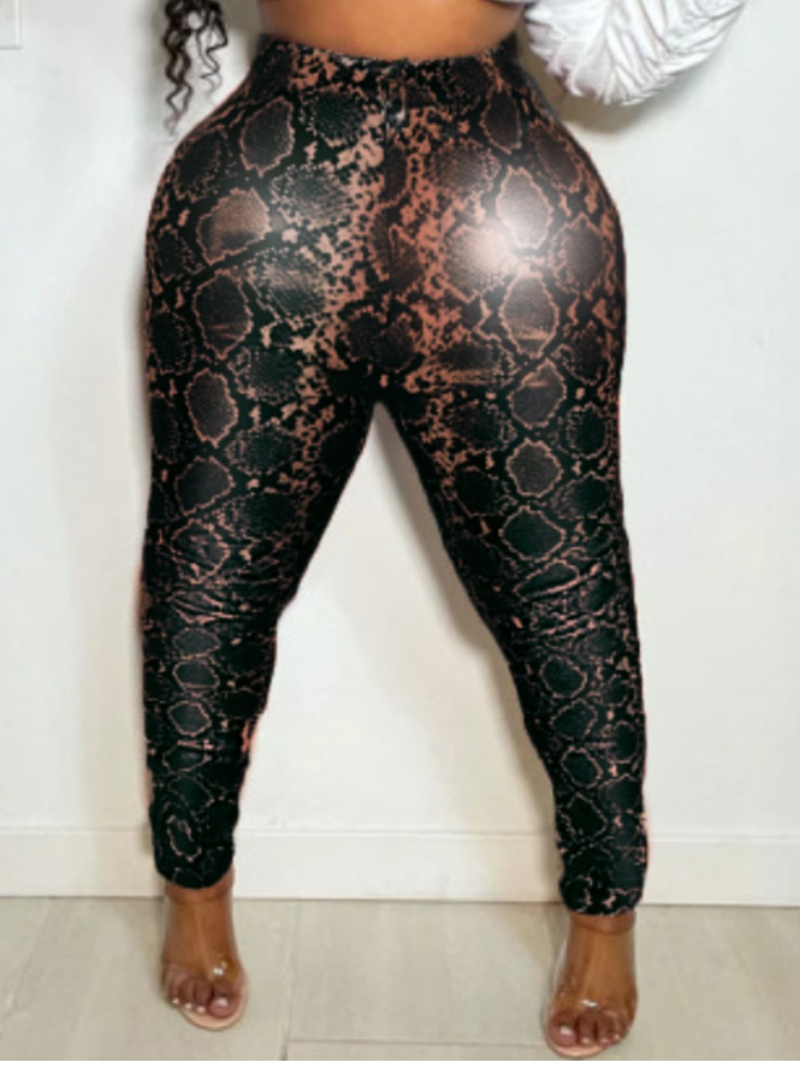 LW Plus Size High Waist Snakeskin Print Pants