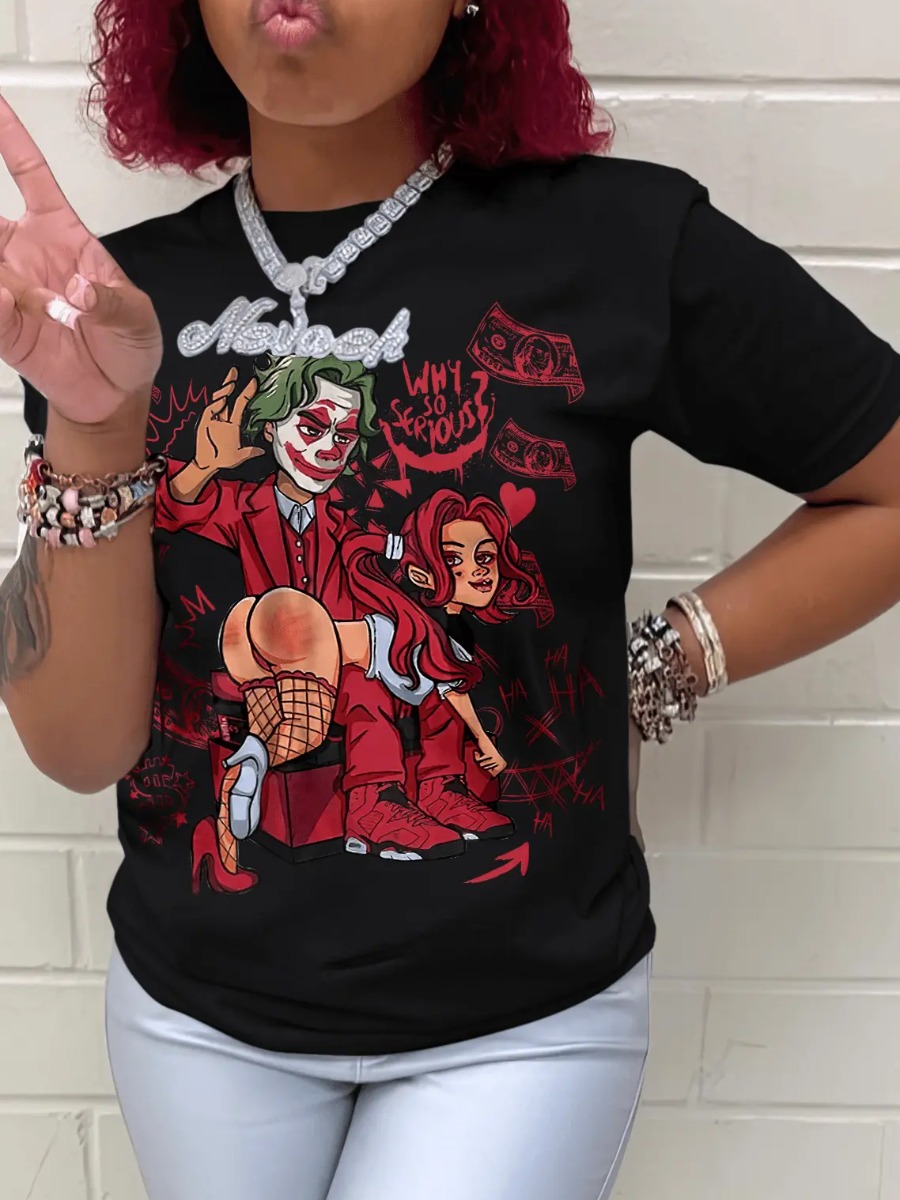 LW Halloween Clown Letter Print T-shirt