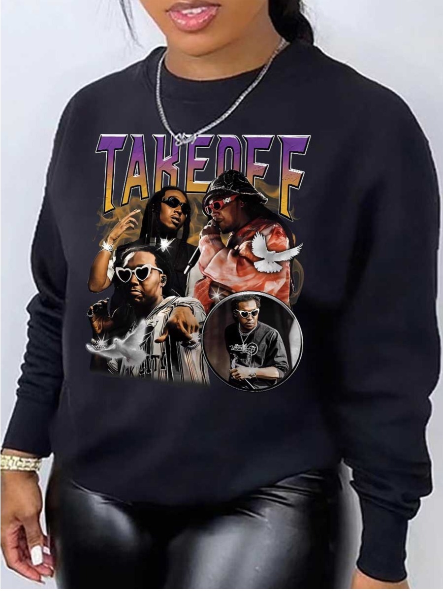 LW Plus Size Figure Letter Print Sweatshirt