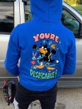 LW Men Cartoon Letter Print Kangaroo Pocket Hoodie
