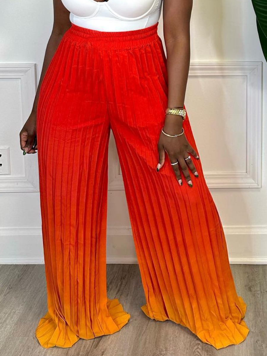 LW Gradient Pleated Wide Leg Pants