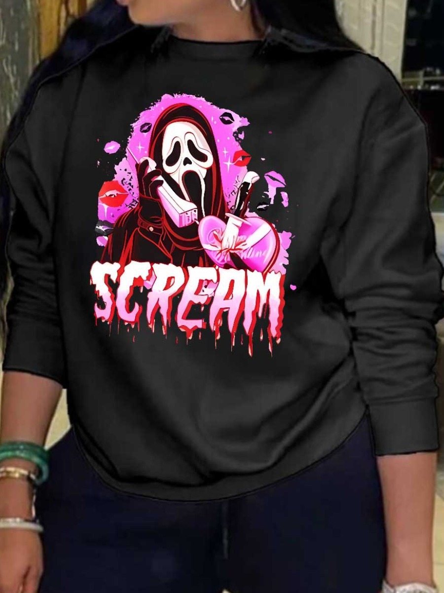 LW Plus Size Cartoon Lip Letter Print Sweatshirt