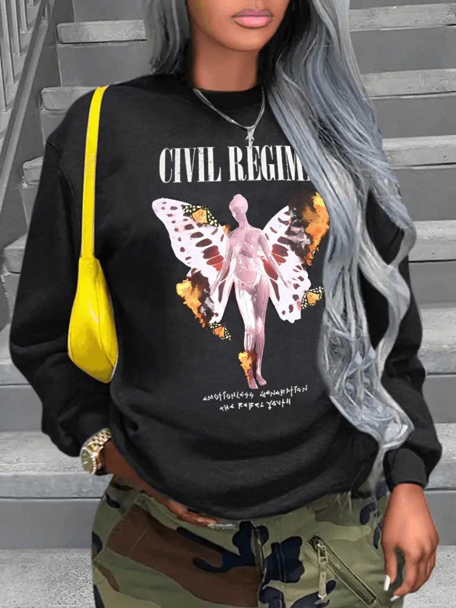 LW Plus Size Butterfly Angel Letter Print Sweatshi