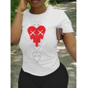 LW Heart Print Patchwork T-shirt