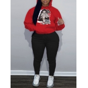 LW Plus Size Figure Letter Print Kangaroo Pocket T