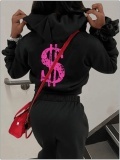 LW Letter Print Kangaroo Pocket Hoodie