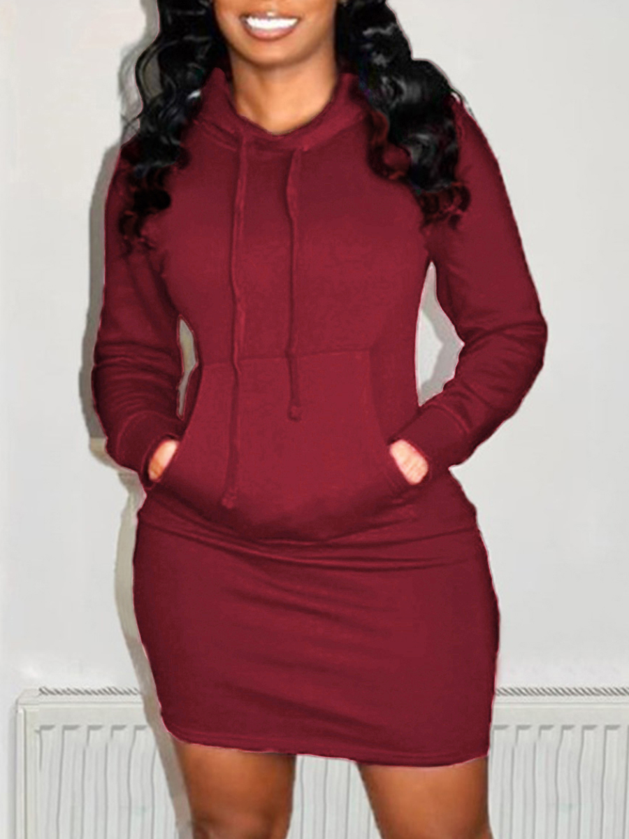 LW BASICS Hooded Collar Kangaroo Pocket Sweat Dress