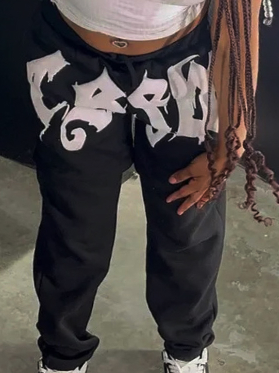 LW Plus Size Letter Print Drawstring Sweatpants