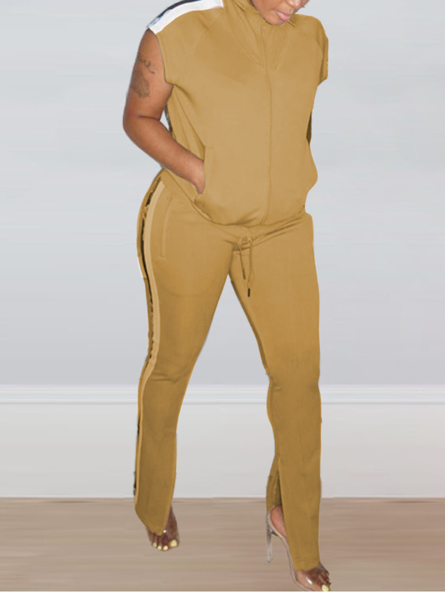 LW Plus Size Striped Drawstring Kangaroo Pocket Pants Set