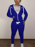 LW BASICS Hooded Collar Kangaroo Pocket Tracksuit Set