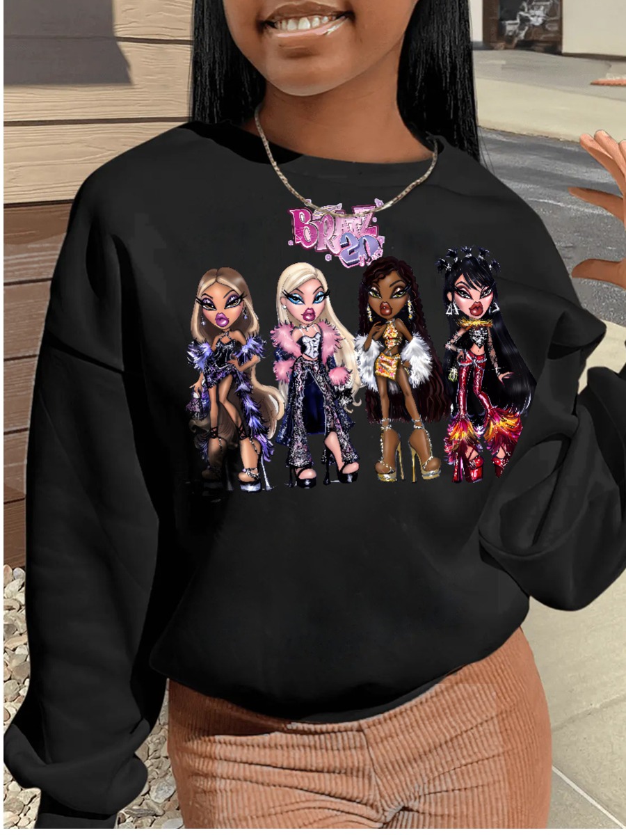LW Pattern Print Cartoon Loose Sweatshirt