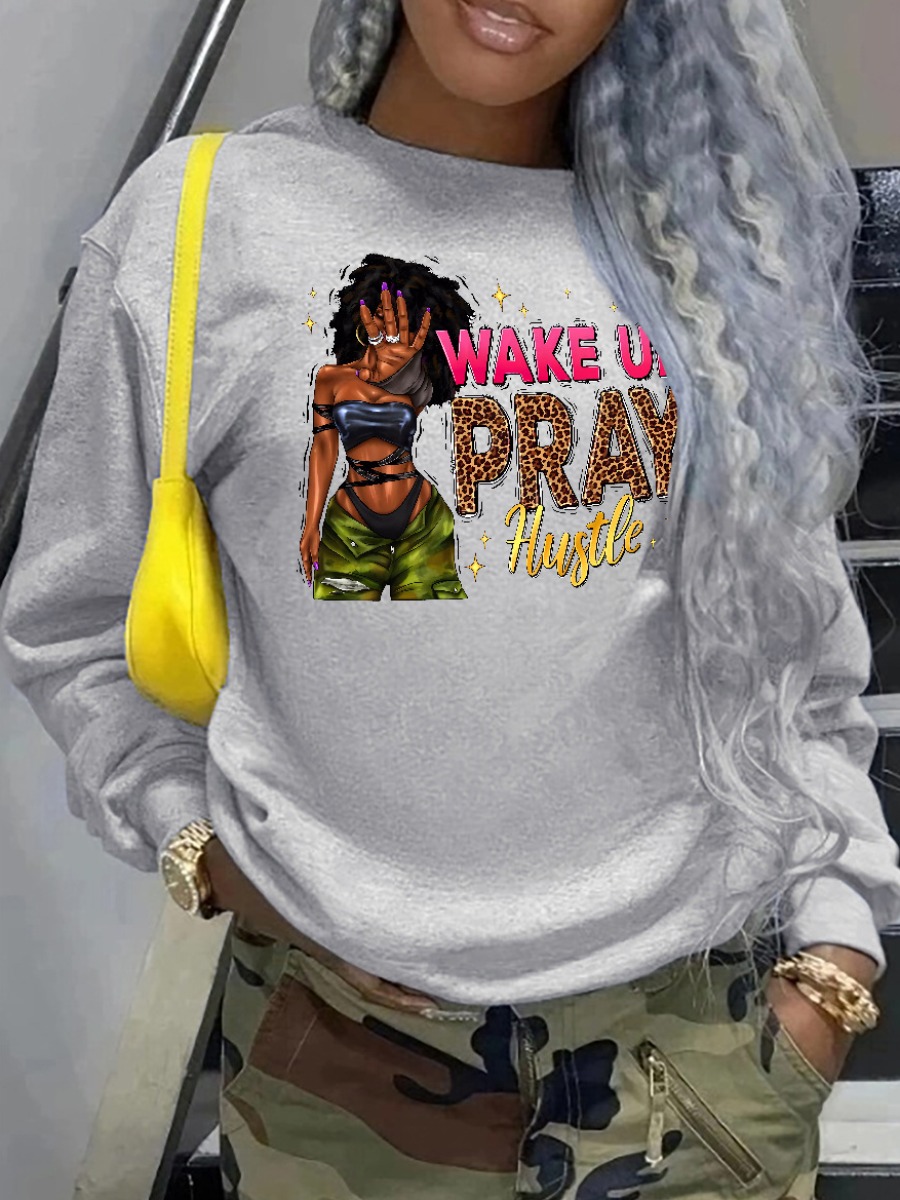 LW Figure Leopard Letter Print Sweatshirt