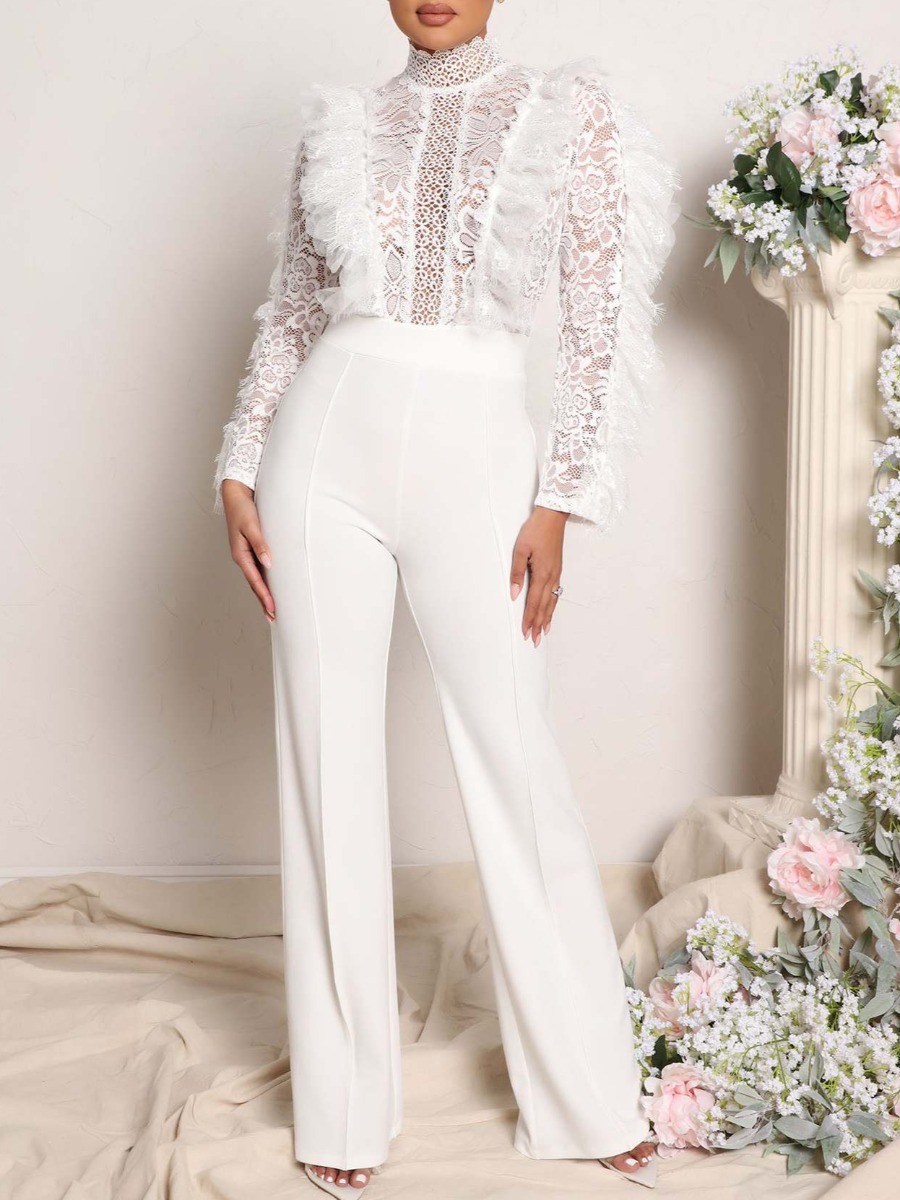 LW Turtleneck See Through Lace Jumpsuit