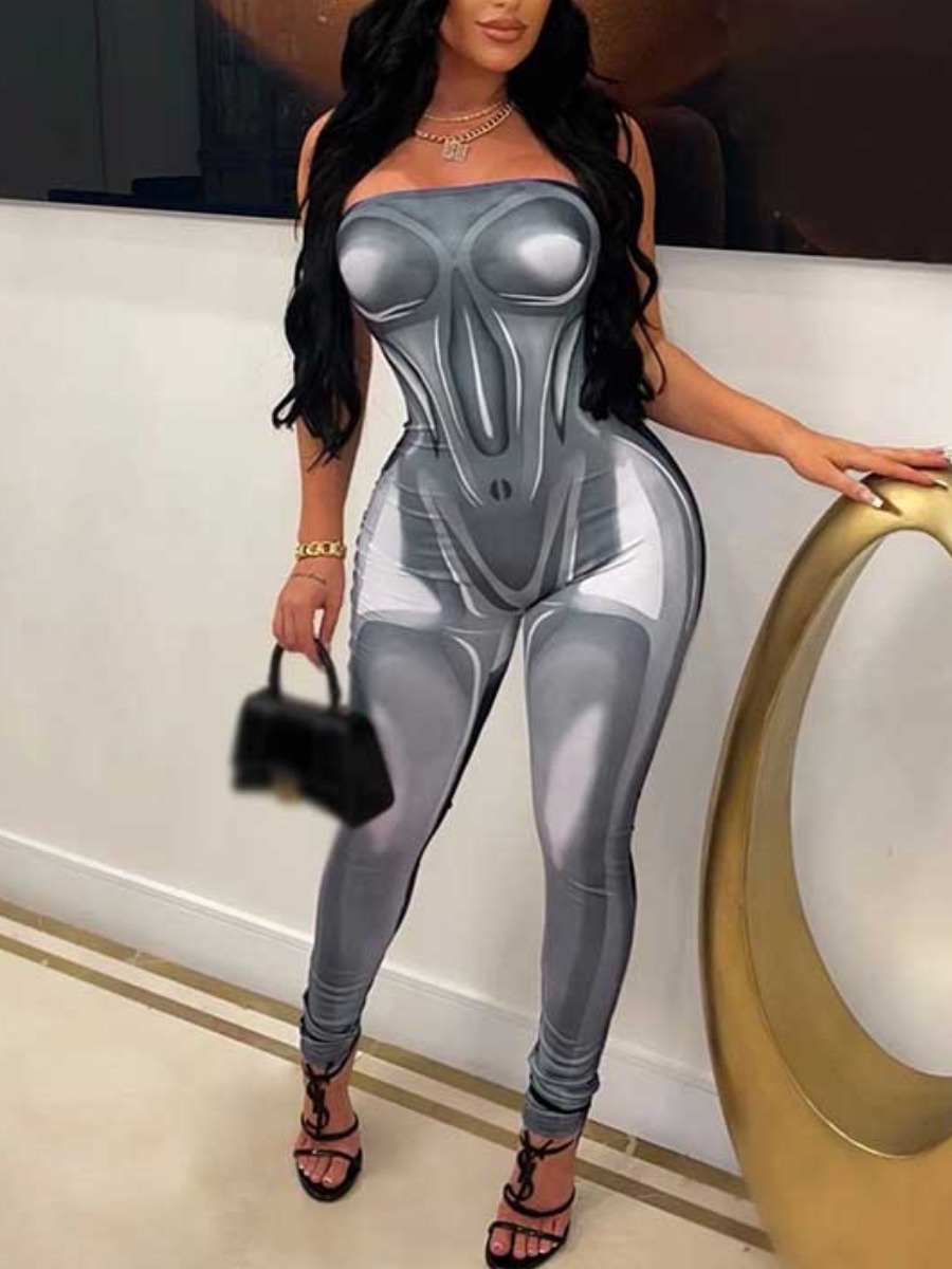 LovelyWholesale SXY Off The Shoulder Gradient Skinny Jumpsuit Spring|Summer Sleeveless Sxy Pattern Strapless Spring Summer 2024