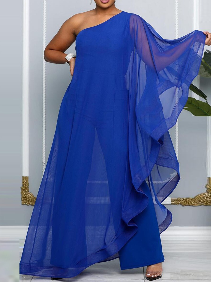 LW Plus Size One Shoulder See Through Flounce Desi