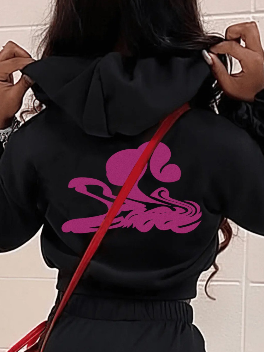 LW Plus Size Print Kangaroo Pocket Hoodie