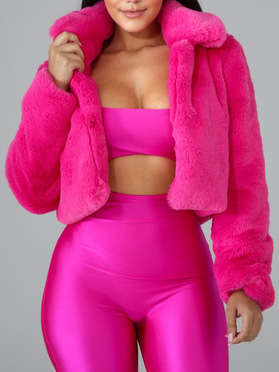 LovelyWholesale Turndown Collar Teddy Jacket Fall Nine Points Sleeve Casual Solid Color Turndown Collar Spring Summer 2024