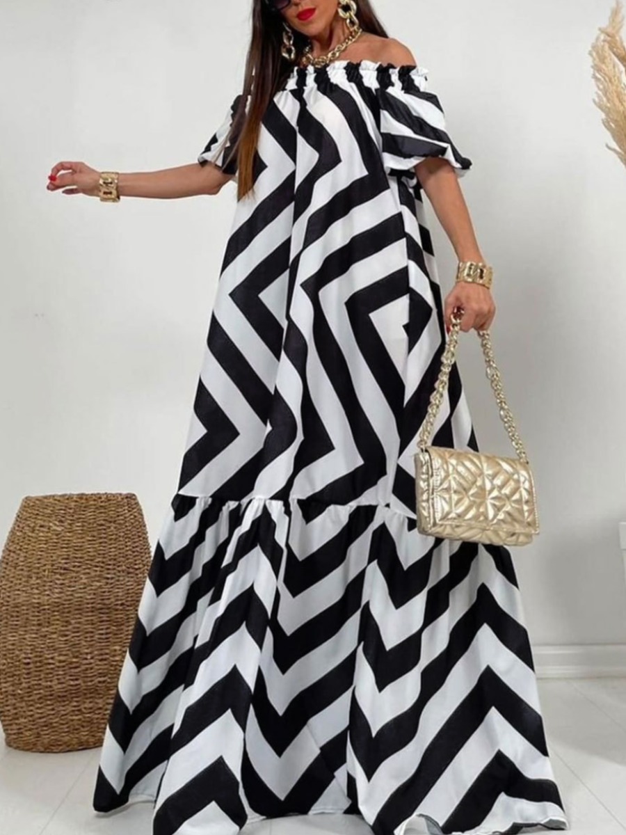 LW Plus Size One Shoulder Striped Ruffle Design A 