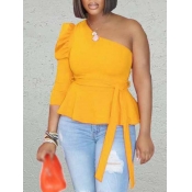 LW Plus Size One Shoulder Ruffle Bandage Design T-