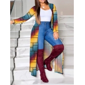 LW Plus Size Gradient Geometric Print Loose Trench