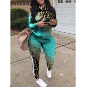 LW Plus Size Leopard Print Striped Pants Set