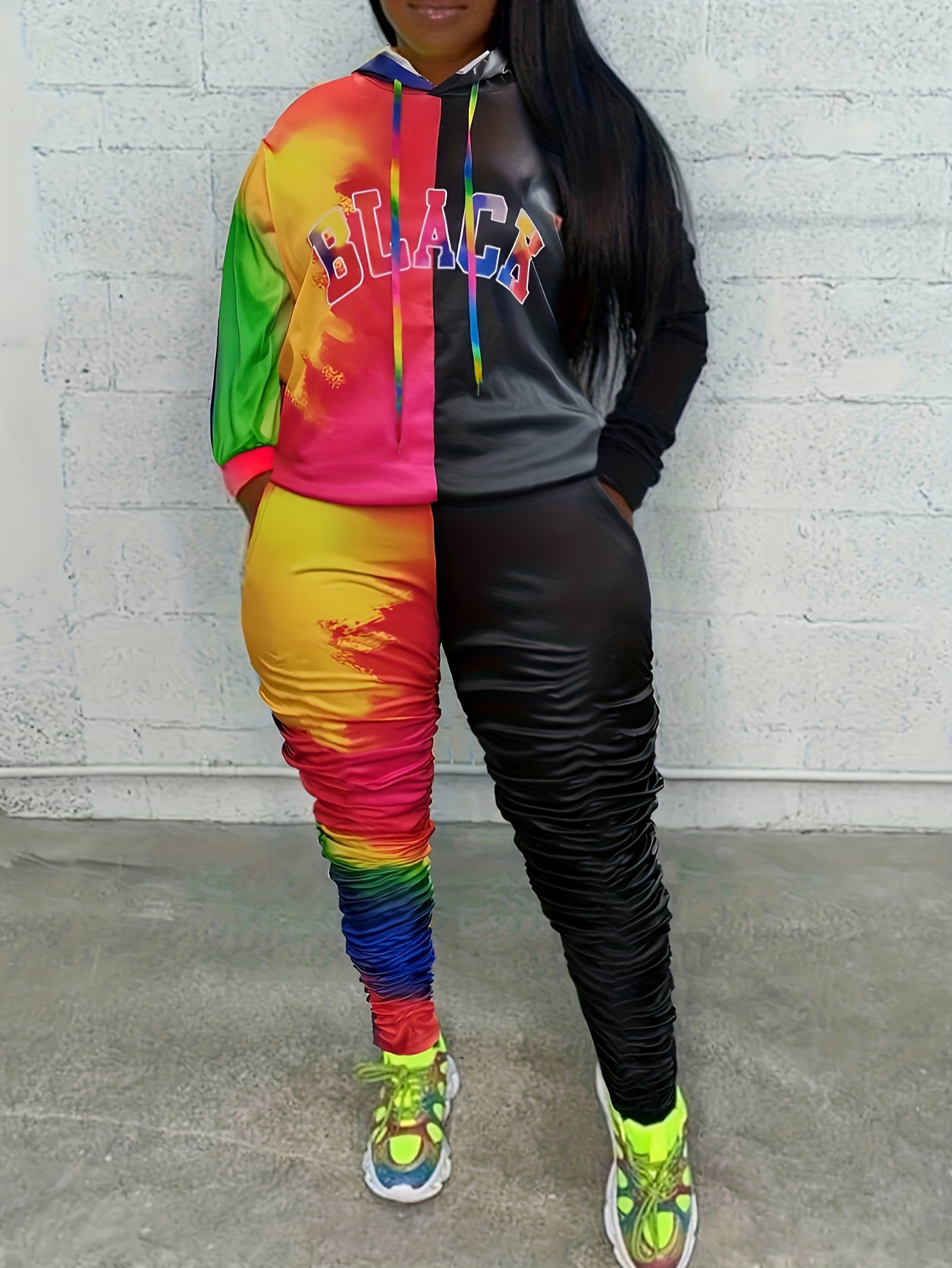 LW Plus Size Tie Dye Letter Print Tracksuit Set