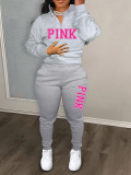 LW Plus Size Pink Letter Print Pants Set