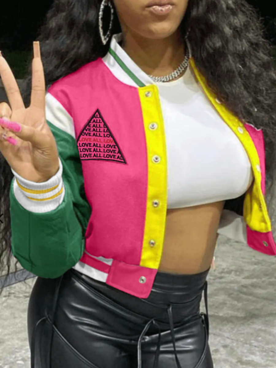 LW Crop Top Striped Patchwork Jacket