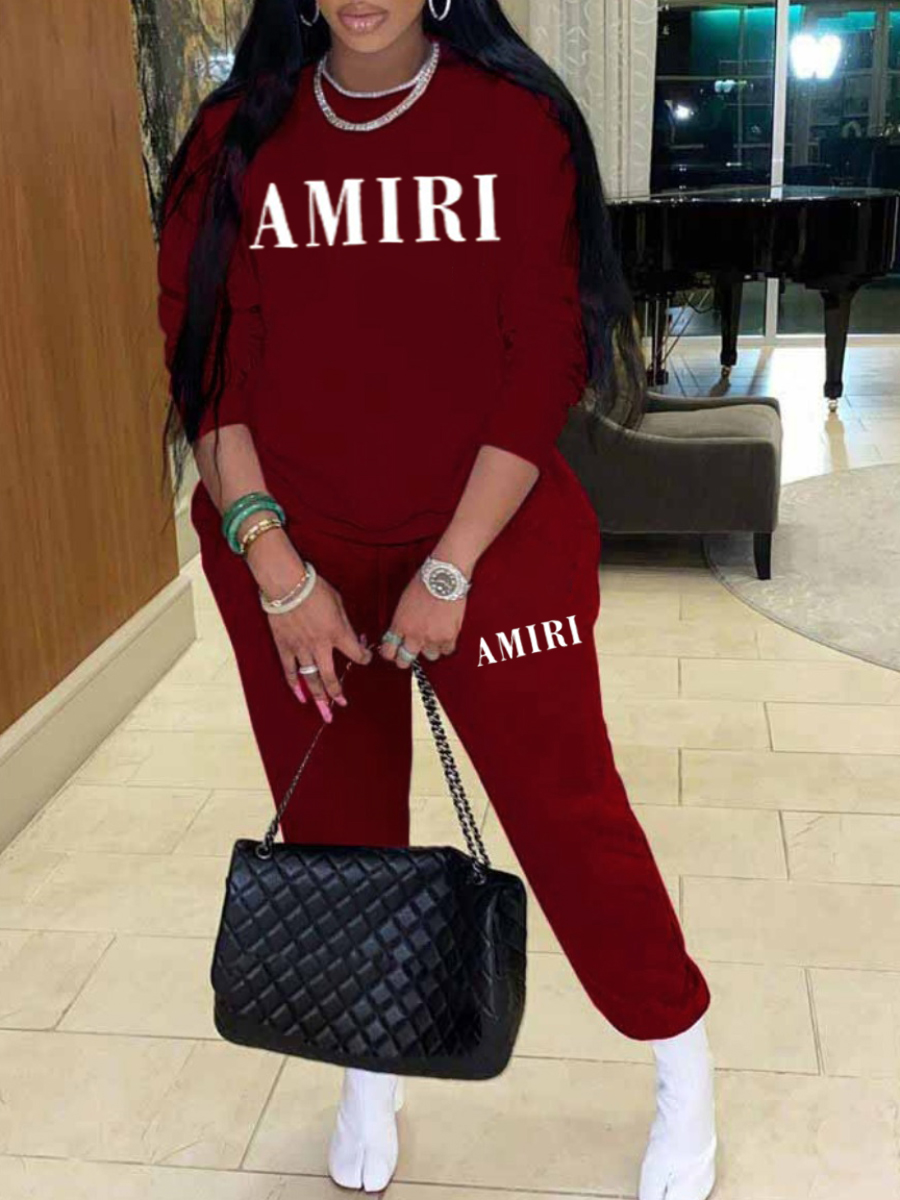LW Plus Size Letter Print Drawstring Pants Set