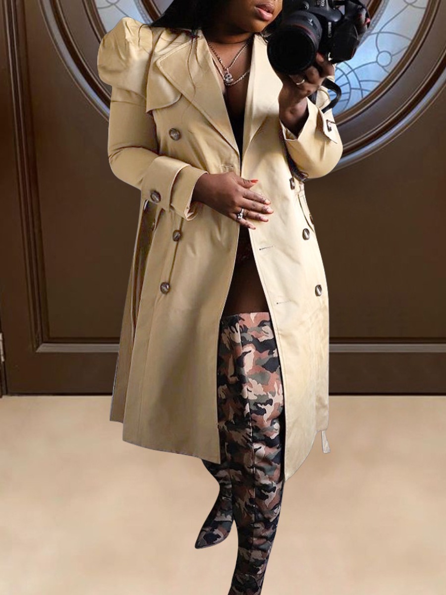 LW Double Breasted Bandage Design Trench Coat