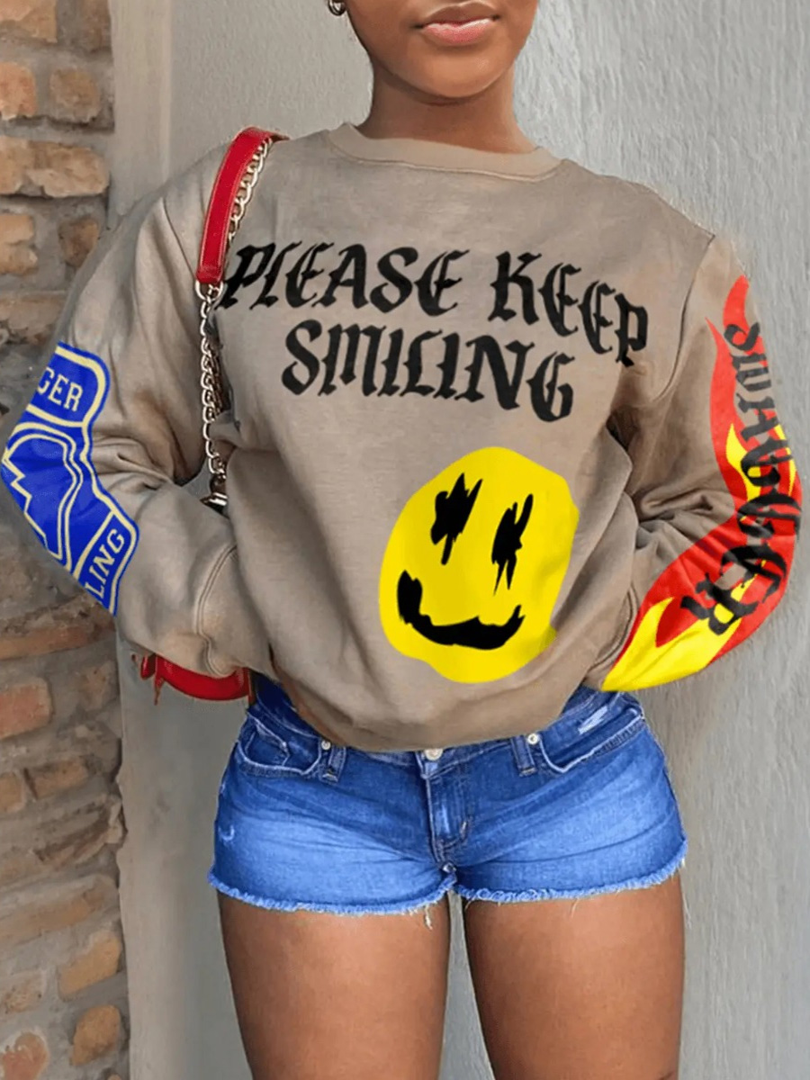 LW Plus Size Cartoon Letter Print Sweatshirt