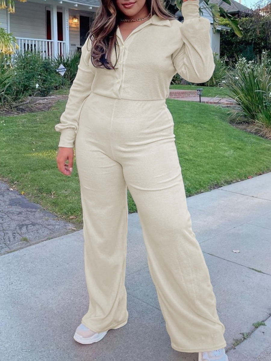 LW Plus Size Button Design Regular Fit Jumpsuit 2X