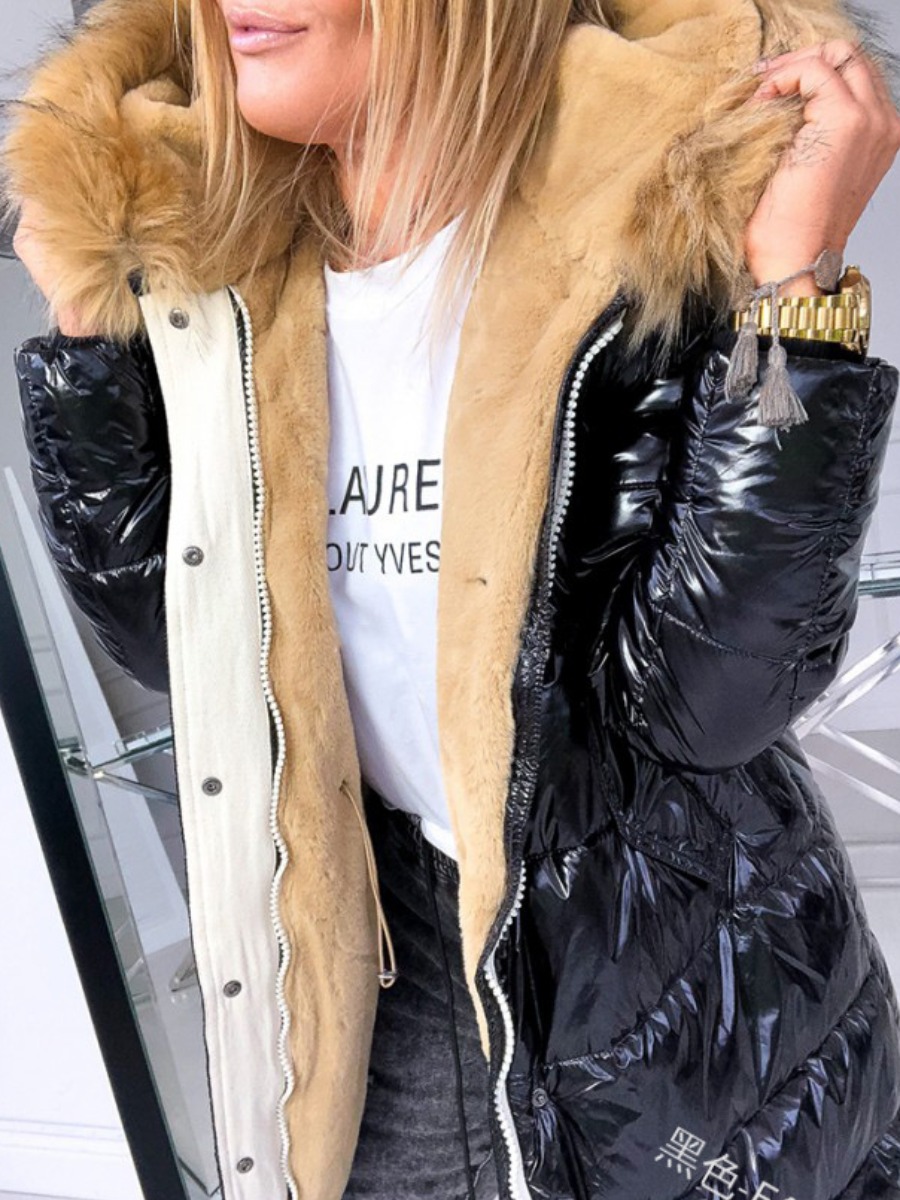 LovelyWholesale Plus Size Hooded Collar Zipper Design Parka Winter Nine Points Sleeve Casual Hooded Collar  5X Spring Summer 2024