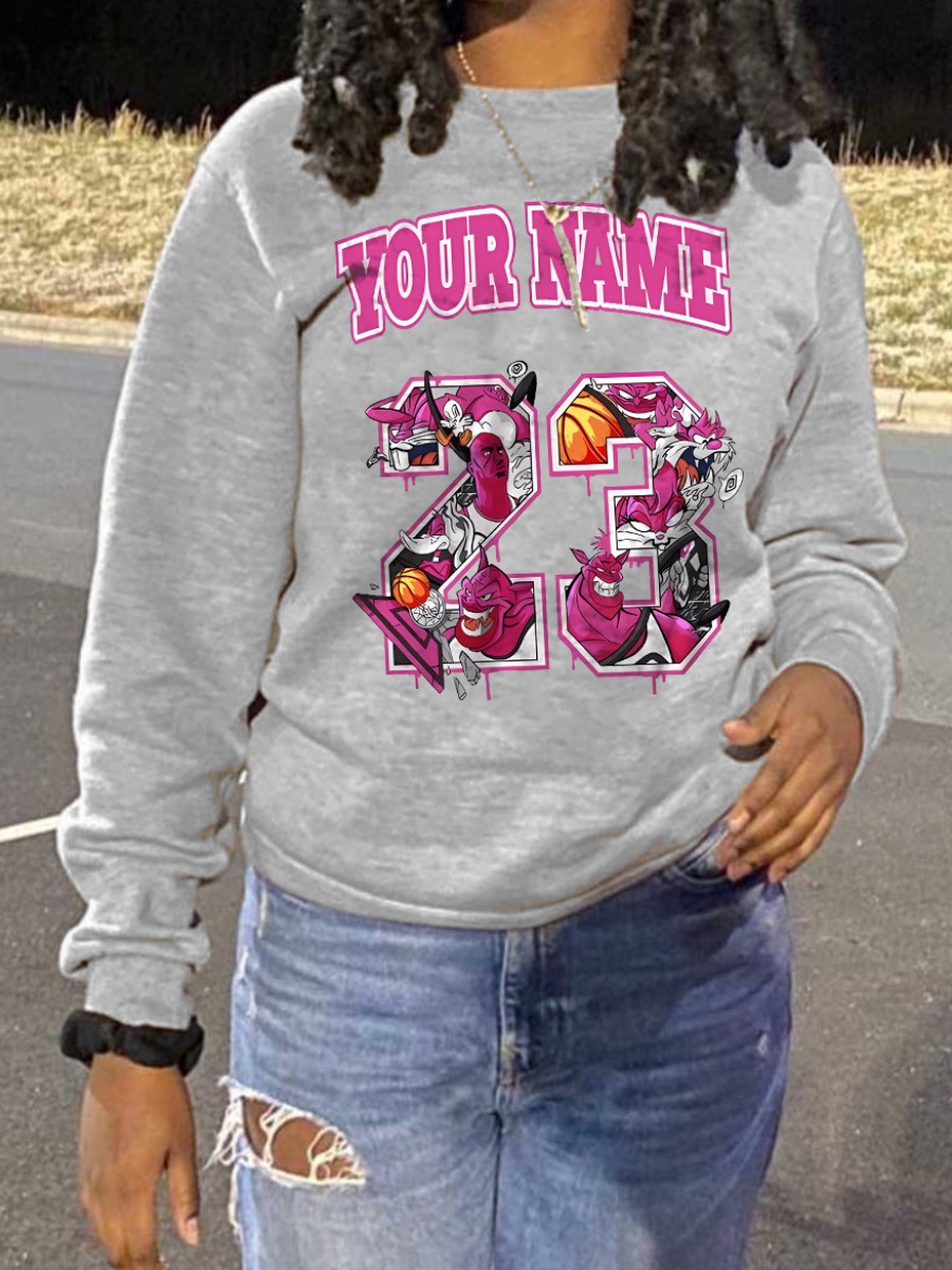 LW Cartoon Letter Print Sweatshirt