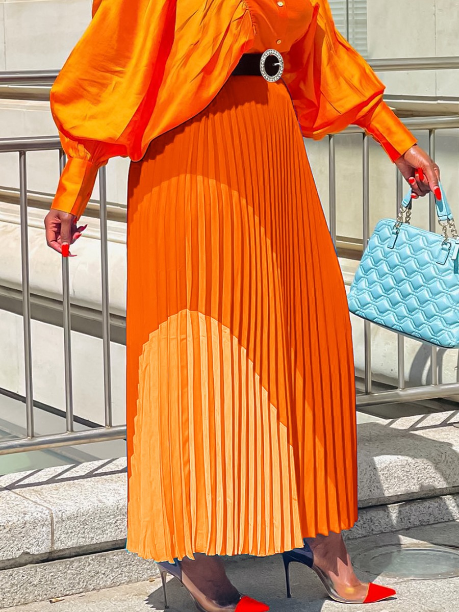 LW Plus Size Plain Pleated Skirt