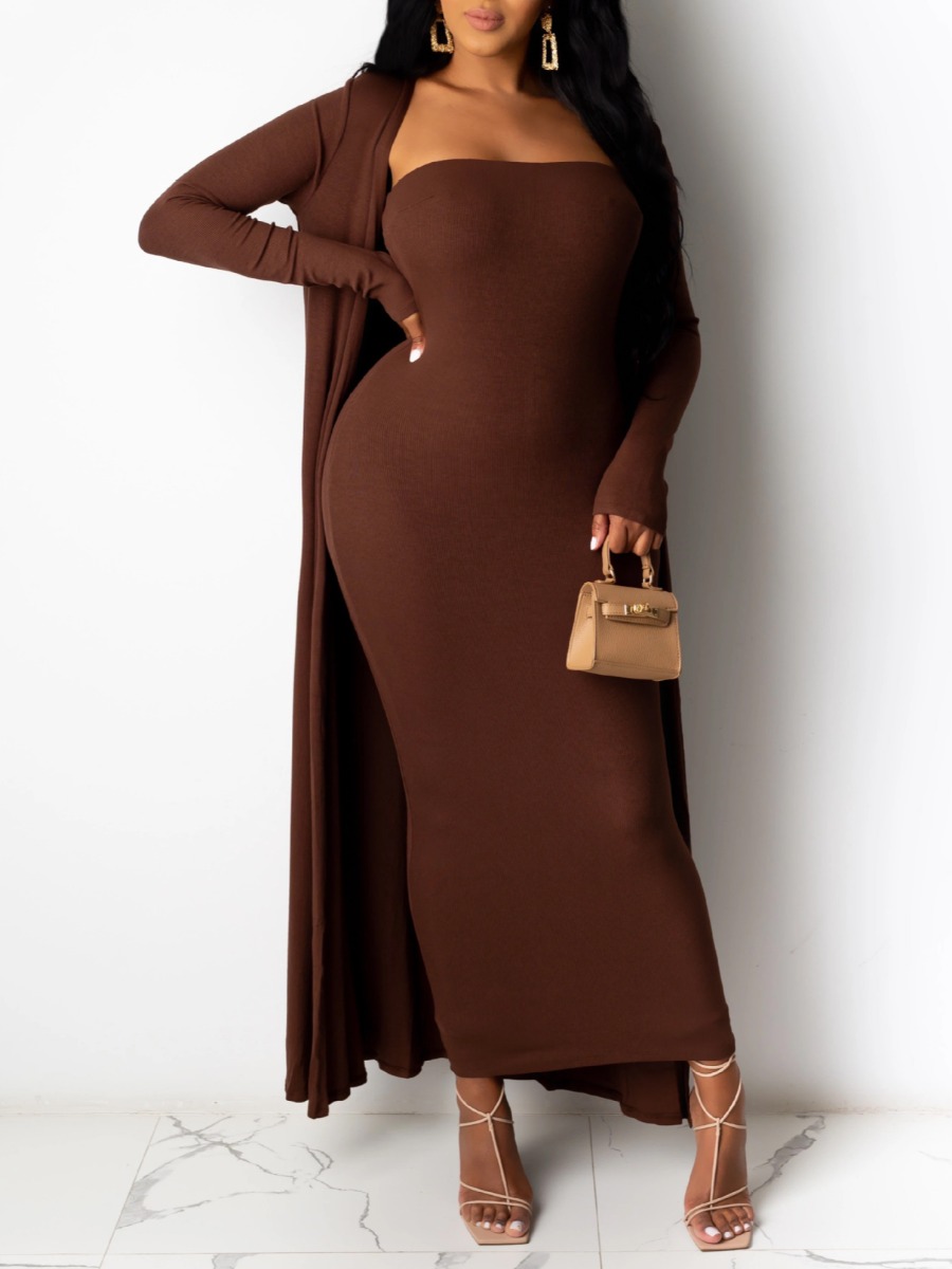 LW BASICS Off The Shoulder Bodycon Dress Set