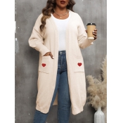 LW Plus Size Heart Print Pocket Design Cardigan