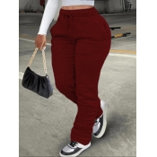 LW Plus Size Mid Waist Drawstring Stacked Sweatpan