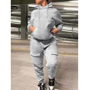 LW BASICS Plus Size Hooded Collar Kangaroo Pocket 