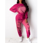 LW Round Neck Letter Print Loose Pants Set