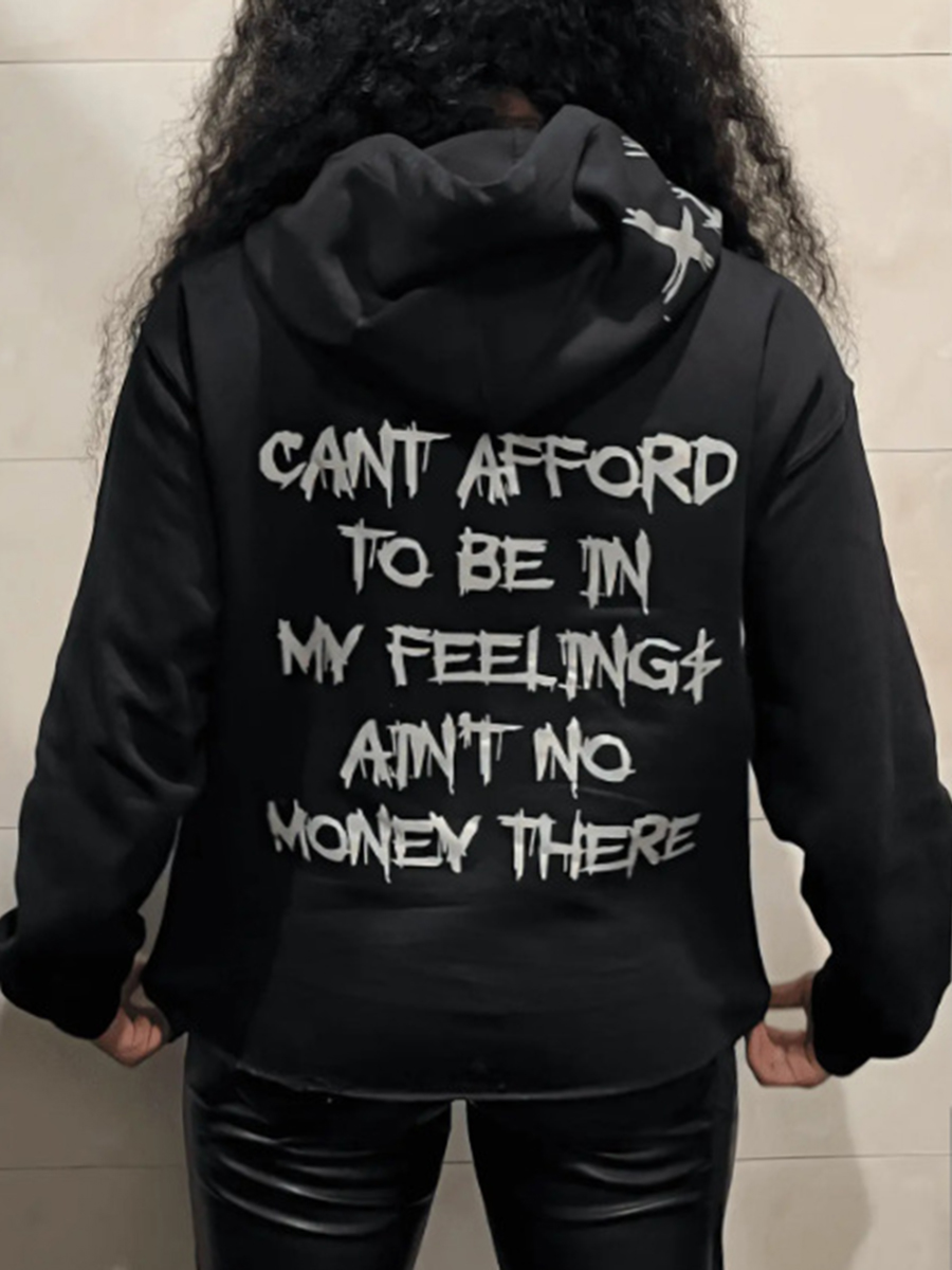 LW Plus Size Letter Print Kangaroo Pocket Hoodie