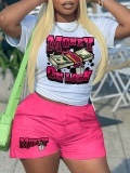 LW Money Letter Print Shorts Set