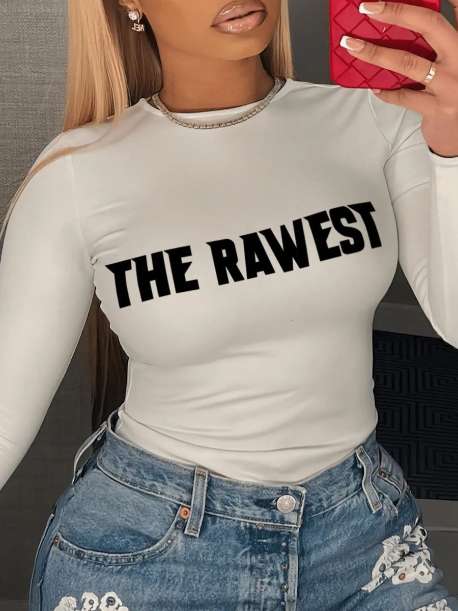 LW Plus Size Letter Print Skinny T-shirt